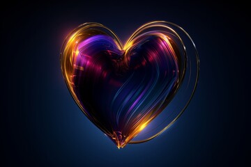 Sticker - Glowing neon heart floating in space illustrating the radiance and enduring nature of love in a vibrant futuristic setting