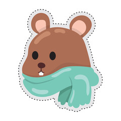 Canvas Print - Bear Autumn animal sticker icon Vector