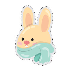 Canvas Print - Autumn animal Rabbit sticker icon Vector