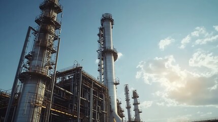 Poster - Petrochemical plant industrial area equipment building landscape : Generative AI