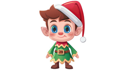 Cartoon Christmas elf on transparent background