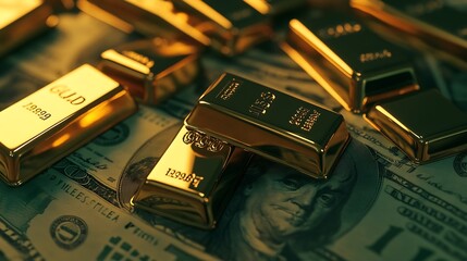 Poster - America US dollar with gold bars finance saving concept investment : Generative AI