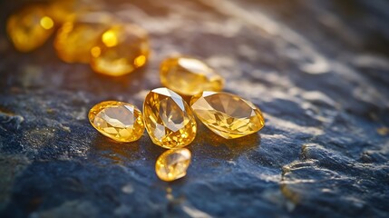 Aufkleber - yellow sapphire precious gemstones for design gems jewellery : Generative AI
