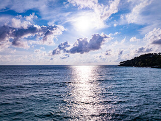 Poster - Top view Tropical sea beach seascape,Waves texture background,Summer sea waves nature background