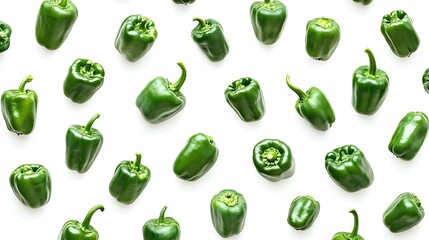 Poster - Seamless pattern with green pepper Vegetables abstract background Pepper on the white background : Generative AI