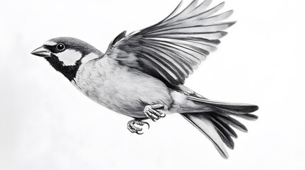 Wall Mural - House sparrow flying
