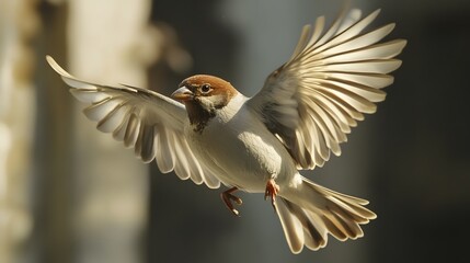 Wall Mural - House sparrow flying
