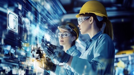 Wall Mural - Male and female engineers collaborate with other stakeholders including suppliers and customers to ensure the success of the industrial business and its products : Generative AI