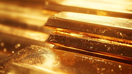 Poster - Close up stack Gold BarsConcept of success in business and finance : Generative AI