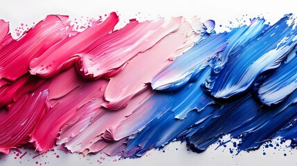 Wall Mural - A painting of a brush stroke with red, pink, and blue colors