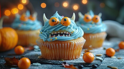 Wall Mural - Monster Cupcakes for Halloween