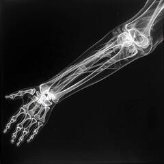 Wall Mural - An x-ray image of a human arm. AI.