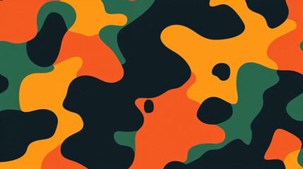 Poster - Vibrant Camouflage Pattern with Smooth Curves and Shapes