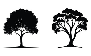 Poster - Flat Tree Icon Set. Vector Logo Shapes