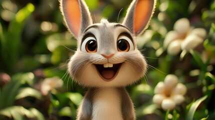 Poster - Cute Cartoon Rabbit Smiling