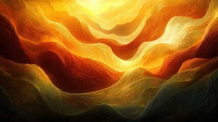 Aufkleber - Vibrant swirls of orange, yellow, and gold create a captivating abstract design reminiscent of a warm sunset