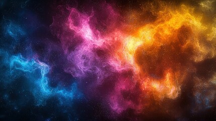 Poster - A burst of colorful cosmic dust and gas forms a stunning nebula, displaying a vibrant mix of blue, pink, orange, and purple hues against a dark backdrop