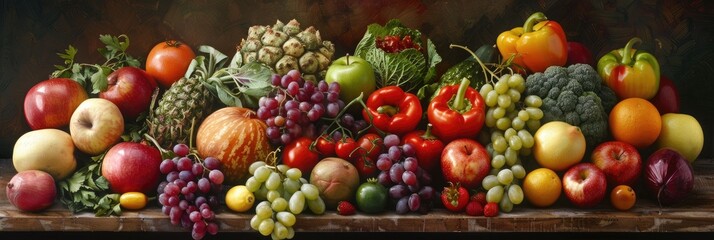 Canvas Print - Fresh and Nutritious Fruits and Vegetables