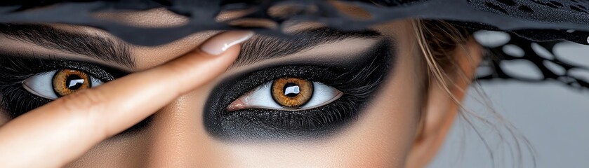 A close-up of a mesmerizing eye with dramatic makeup, highlighting the artistry and elegance of beauty expression.