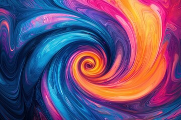 Aufkleber - A vibrant, colorful vortex displays swirling shades of blue, orange, and pink, creating an energetic and captivating abstract pattern