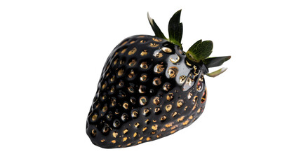 Sticker - Glamorous black gold strawberry on transparent background