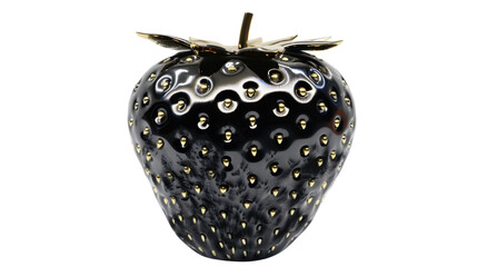 Sticker - Glamorous black gold strawberry on transparent background