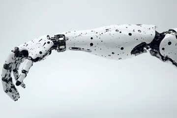 Sticker - Minimalist robotic arm on white backdrop showcasing modern design and the elegance of simplicity in robotics