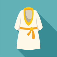 Sticker - White bathrobe hanging on the wall with a yellow belt, relaxing after a bath or shower