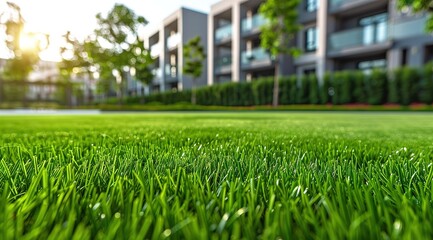 Wall Mural - green grass and house