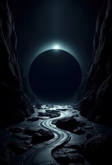 Poster - Dark Moonlit Canyon.