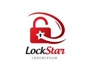 Wall Mural - lock star logo symbol or icon template