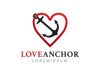 Wall Mural - Anchor and love logo symbol or icon template