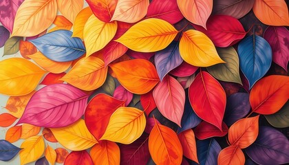 Canvas Print - Colorful Autumn Leaves Pattern.