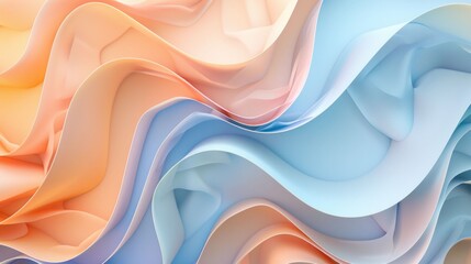 Wall Mural - Colorful waves fabric background in shades of blue, orange, pink and yellow for fashion and art design