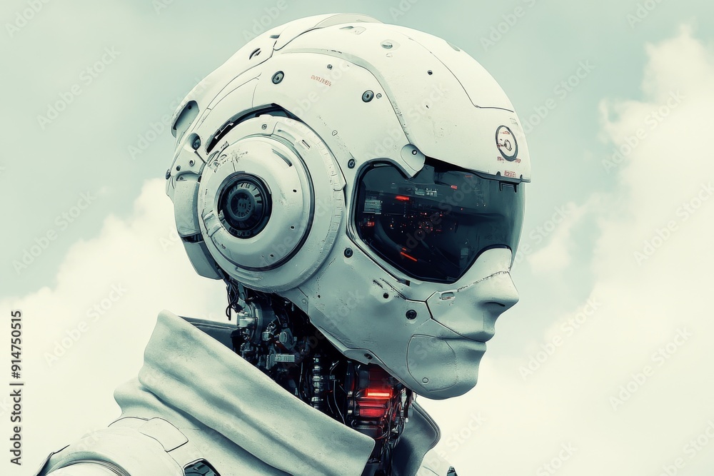 Futuristic humanoid robot with sleek white design symbolizing the ...