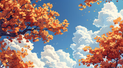 Autumn scene. autumn oak leaves,