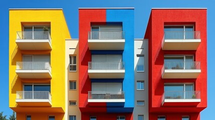 Sticker - Colorful Modern Apartment Building Facade