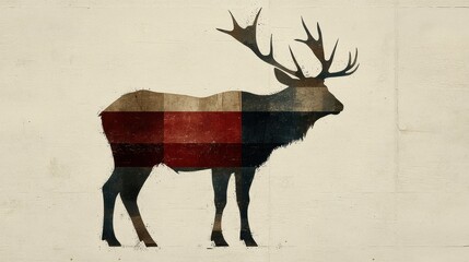 Wall Mural - Stylized Reindeer Silhouette with Geometric Pattern