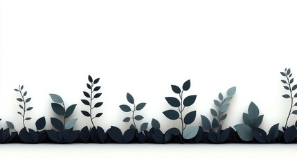 Wall Mural - Stylized Silhouette of Various Plants on a White Background