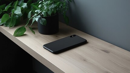 Sticker - Minimalist Desk Styling with Phone and Potted Plant