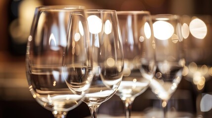 Close-up of empty restaurant glasses