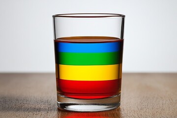 Canvas Print - Vibrant rainbow colored liquid in a clear glass ideal for dynamic and colorful presentations