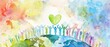 © cartoon-IT - world earth day, world peace background banner with people silhouettes raised arms towards to a green heart stand on globe, artistic watercolor illustration