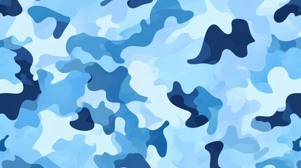 Poster - Abstract Blue Camouflage Pattern with Fluid Shapes