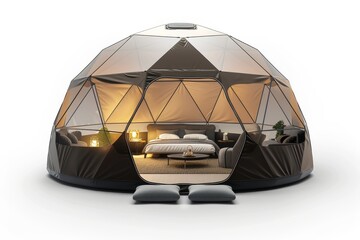 Wall Mural - Luxury geodesic dome with chic interior and panoramic views perfect for high end eco tourism and glamping experiences