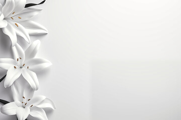 Wall Mural - Elegant White Lilies on a Minimalist Background with Copy Space for Text or Design Elements