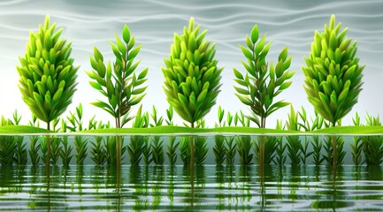 Wall Mural - grass in water