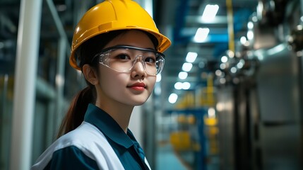 Fototapete - Asian female engineers bring a unique perspective to industrial design and engineering blending creativity technical expertise and cultural insights to develop innovative solutions for : Generative AI