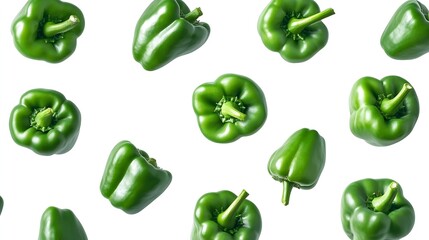 Poster - Seamless pattern with green pepper Vegetables abstract background Pepper on the white background : Generative AI
