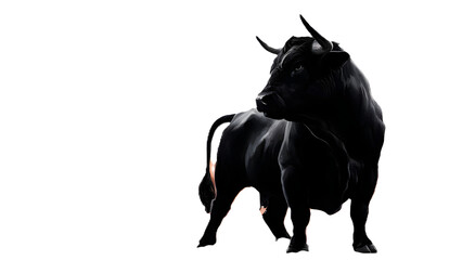 Canvas Print - Isolated black bull on white background in cartoon style.